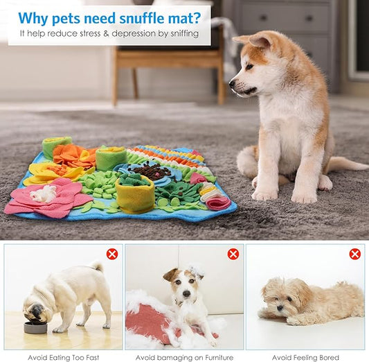 AMIR Snuffle Mat for Dogs, Sniff Mat for Dogs, Slow Feeding Mat, Dog Snuffle Mat Encourages Natural Foraging Skills, Slow Eating, Help Stress Relief and Training, Dog Puzzle Toys, 15 inch