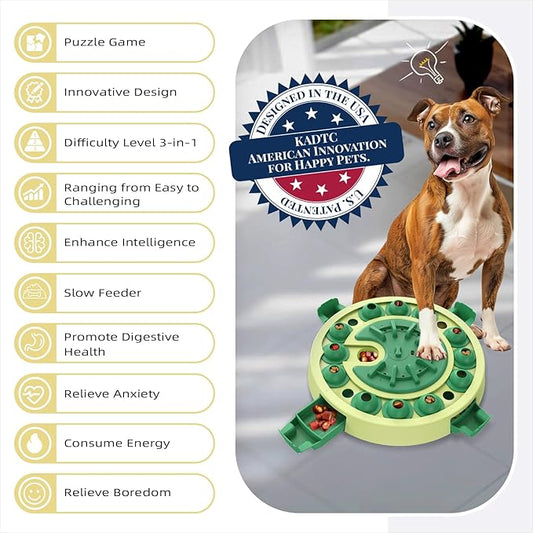 KADTC Dog Puzzle Toy, Large Size, 3 Levels of Step-by-Step Challenge, 4 Ways to Play Beginner to Advanced Slow Feeder & Mental Stimulation for Smart Dogs Enrichment Toys
