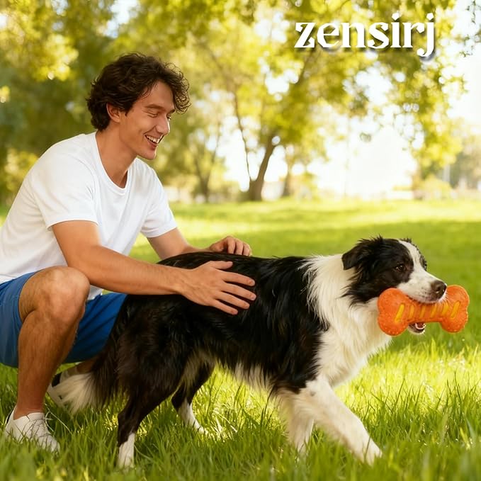Dog Squeaky Toys for Aggressive Chewers,Dog Toys,Tough Durable Dogs Toys with Natural Rubber,Chewers for Small, Medium and Large Breeds Bone Toy