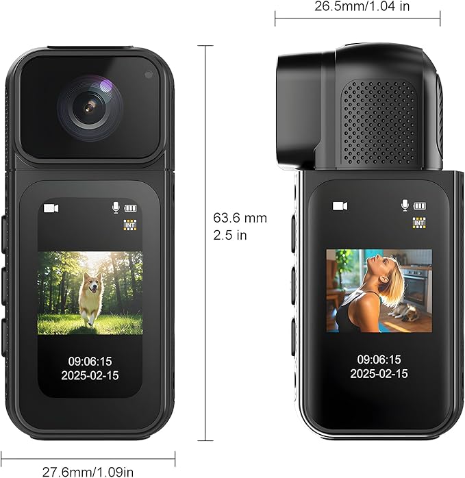 B-Qtech Mini Body Camera with Audio & Video Recording, Wearable Pocket Cam with Magnetic Lanyard, Portable Thumb-Size Action Camcorder for Outdoor Sport Bike Travel Pet Walking