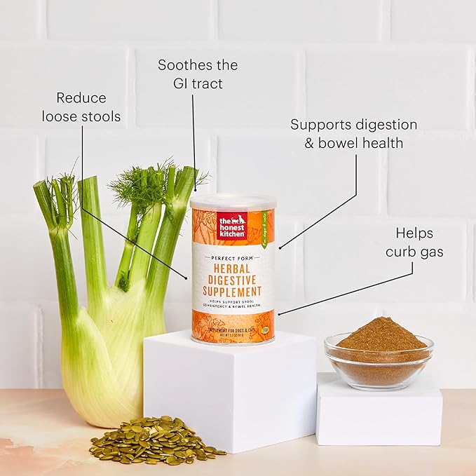 The Honest Kitchen Human Grade Perfect Form Herbal Digestive Supplement for Dogs & Cats, 3.2 Ounces
