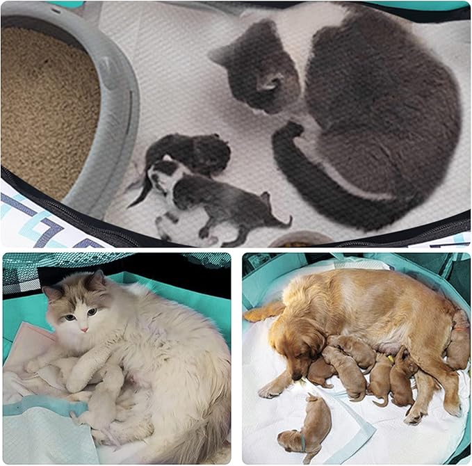 Lucky Monet Foldable Dog Playpen Enclosed Cat Puppy Playpen Indoor Pop Up Pet Animal Playpen Outdoor Kennel Cage Pen Tent for Small Medium Dog Puppy Cat Kitten Rabbit - 29" L x 29" W x 16" H
