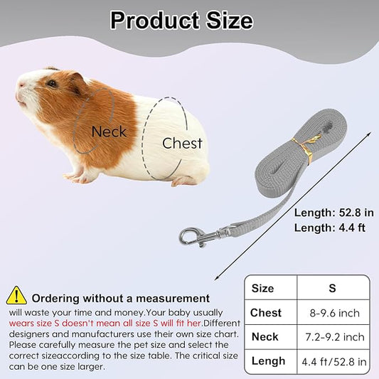 Guinea Pig Harness and Leash,2packs Guinea Pig Clothes Baby Ferret Rats Hamster Soft Mesh Harness Leash for Decoration,Hamster Harness can be Adjusted to Any Size. (Red + Grey)