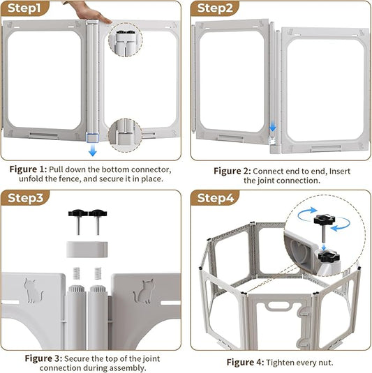 Acrylic Portable Dog Playpen Indoor, Clear Dog Play Pen Indoors Puppy Playpen Indoor Easy Assemble 24” Octagon Guinea Pig Rabbit Bunny Small Animal Pet Playpen, Puppy Play Pen for Indoors