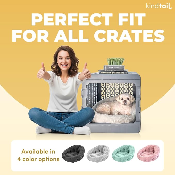 KindTail Small Orthopedic Dog and Cat Bed - Faux Fur Luxury Cuddler for Pets Under 15 lbs, Comfortable Waterproof Material with Nylon Base - 20" x 14" x 10" (Light Grey, Small)