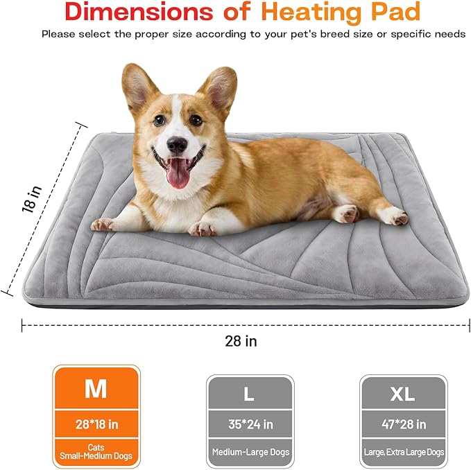 Dog Heating Pad with Washable Cover, Soft Plush Pet Heating Pad with 9 Adjustable Temperature, Timer, Chew-Resistant Cord, Waterproof Electric Heated Pet Bed Mat for Dogs and Cats Indoor