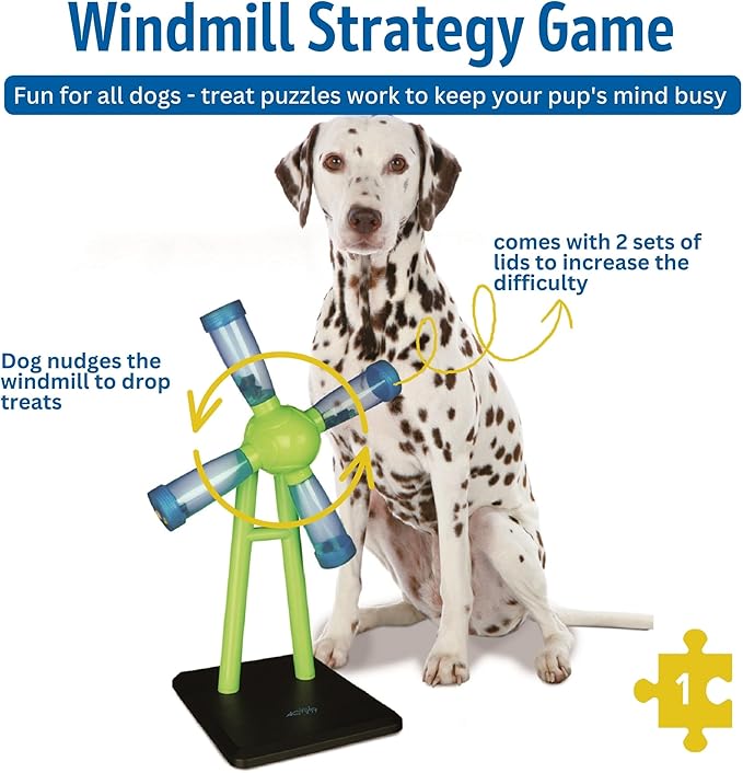 TRIXIE Windmill Strategy Game, Beginner Dog Puzzle Toy, Level 1 Activity, Treat Puzzle, Interactive Play, Dog Enrichment