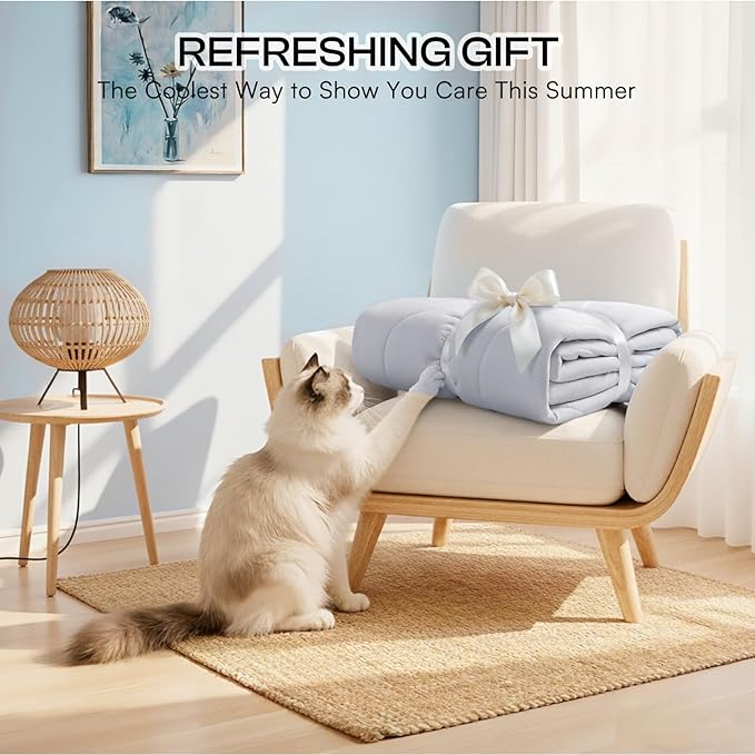 Luciphia Premium Cooling Dog Blanket Washable Q-MAX>0.5 Small Medium Large Pet Mat Puppy Cat Self-Cooling Soft Breathable Calming Throw for Sofa Crate Bed (Light Grey,60x80 inches)