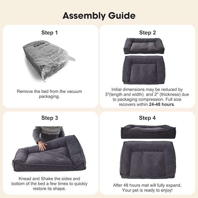FURTIME Orthopedic Dog Bed Medium Size Dog, Extra Thick Supportive Comfort Pet Sofa, Ergonomic Slant Dog Couch Bed with Removable Washable Cover, Ultra Soft Surface & Non-Slip Bottom, Grey, 35"