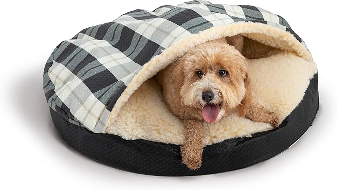 Snoozer Luxury Orthopedic Cozy Cave Pet Bed, Barkely Black Diamond - Large
