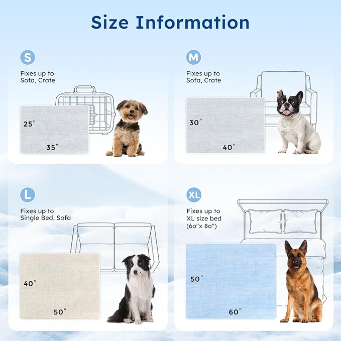 ZOMISIA Cooling Blanket for Medium Dogs - High Cold Washable Pet Mat, Travel Soft Dog Summer Essentials, Khaki, 30"x40"