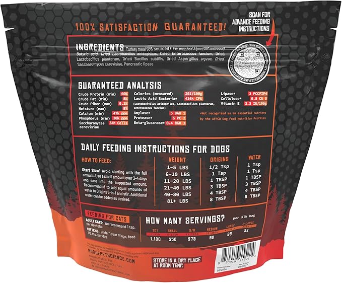 ROGUE PET SCIENCE Origins 5-in-1 Dog Supplement - Powdered Food Topper w/Natural Turkey Protein- Supports Healthy Digestion, Skin, and Coat - Helps Reduce Itching & Joint Inflammation (2LB)