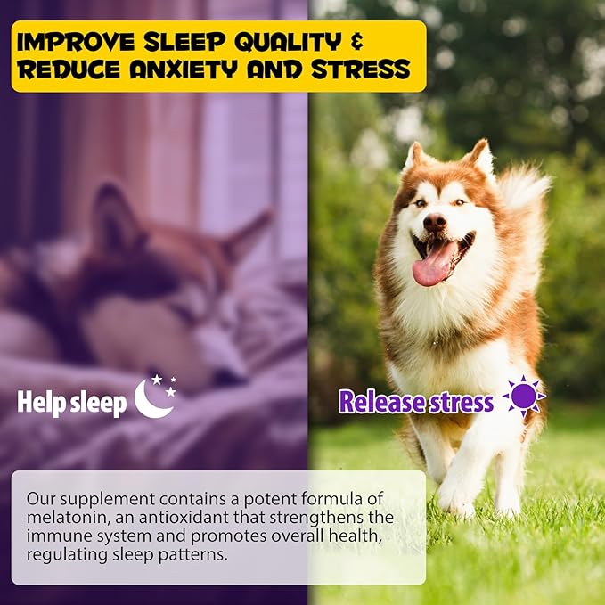 Dog Melatonin, Melatonin for Dogs, Liquid Melatonin for Dogs Supports Relaxation, Reduce Anxiety and Stress, Promotes Overall Well-Being, Dog Herbal Supplement