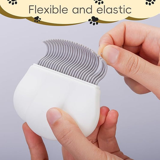 2-in-1 Pet Hair Removal Massaging Shell Comb, Soft Deshedding Brush for Cats & Dogs, Gentle Grooming Tool for Mats & Tangles (White)