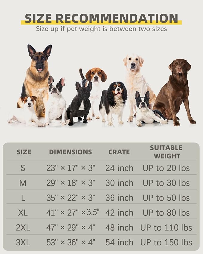 NUPIDA Orthopedic XL Dog Beds Large Sized Dog Waterproof Pet Bed for Crate with Removable Washable Cover and Non-Slip Bottom, 41x27 Inch, Dark Gray