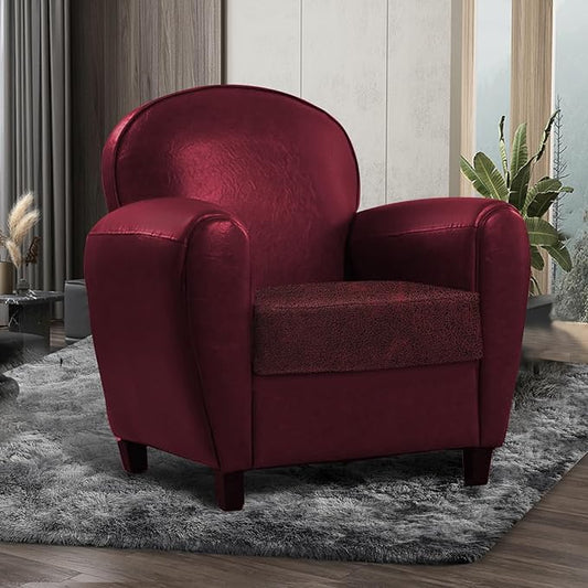 ANARACHON Leather Look Couch Cushion Covers Sofa Seat Slipcovers Sets Couches Furniture Protector for Sectional Armchair Loveseat Pets Kids Stretch Spandex Fabric (1 Cushion Armchair, Burgundy)