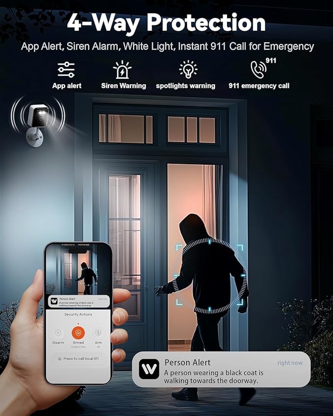 2.4/5GHz Home Cameras Indoor, 2K Security Camera Indoor for Dog/Pet/Nanny/Baby with US Phone App, AI Text Recognition, Smart Search, Color Night Vision,2 Way Talk Mini Cam,Human Detection,4 Packs
