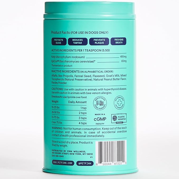 Finn Dental Powder for Dogs | Targets Plaque, Tartar & Bad Breath