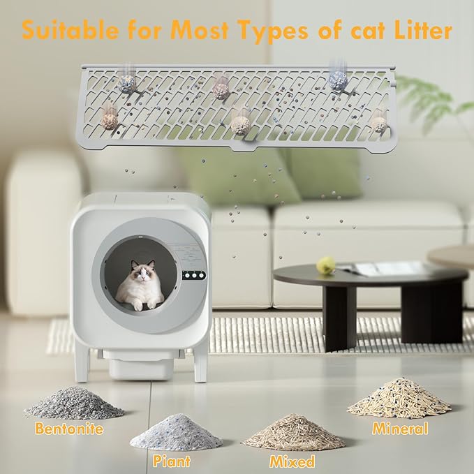 2025 Automatic Litter Box Self Cleaning,Self Cleaning Cat Litter Box for Multiple Cats,App Control Dynamic Monitoring,75L Large Space Dual Sensor Safety Protection, 3-30lbs Cats, 2 Roll Bag