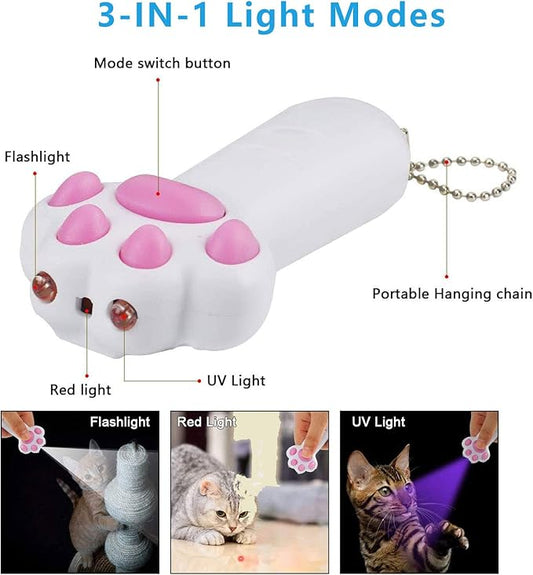 Interactive Cat Toy for Indoor Catch Exercise - Pet Dog Funny Kitten Wand for Chasing and Playing (White)