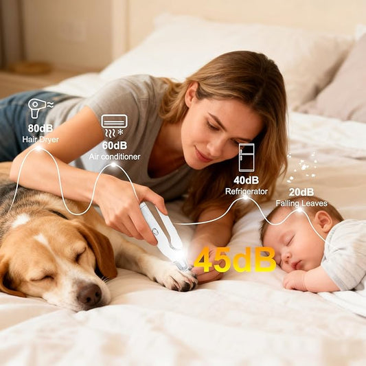 2-in-1 Dog Nail Grinder & Cat Nail Clippers Trimmers for Large Medium Small Dogs Cats Claw Trimmer Quick Sensor with 2 LED Lights Safety Guard USB Rechargeable Dogs Nail Trimmer (White)