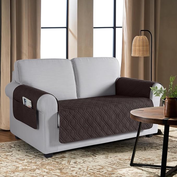 VANSOFY Couch Cover, Waterproof Sofa Covers Washable Slipcover Furniture Protector Couch Seat Covers Non-Slip Couch Cover for Dogs, Pets(Loveseat Plus, Chocolate)