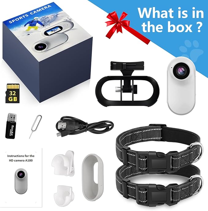 ehomful HD 1080P Cat Camera Collar with Video Record Wireless Mini Sport Cam,Small Action Cameras,Body Camera for Pet Supplies/Inoor Birthday Gift No WiFi/Stuff,Outdoor Visit The Store