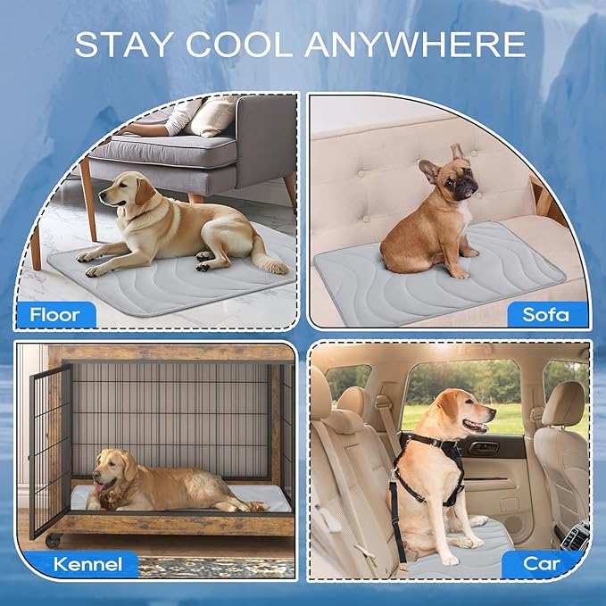 Cozyide Dog Cooling Mat, Large Cooling Mat for Dogs, Reversible Pad for Pet, 36" L x 23" W,Light Grey