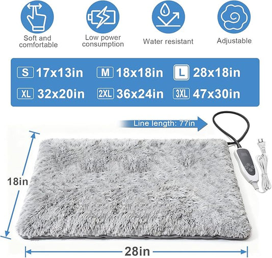 GOLOPET Dog Heating Pad 28x18 in with Smart Thermostat Switch and Power Line Protection Tube,Obtained MET and UL Dual Certification,Waterproof Puppy Heating Pad- Gray 1