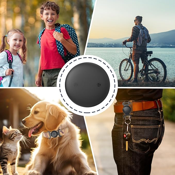 GPS Tracker for Dogs, Mini GPS Cat Tracker, IPX8 Waterproof GPS Trackers for Cats with Holder, No Monthly Fee, Work with Apple Find My(iOS Only), Smart Trackers for Dogs-Pink-4
