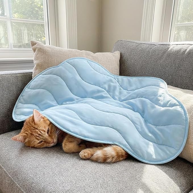 PetAmi Dog Cooling Mat, Cloud Shape, Reversible Cooling Nylon Blanket Soft Fleece Pet Pad for Dogs Cats, Summer All Season Use Q-Max>0.3, Small 30x40 in, Light Blue
