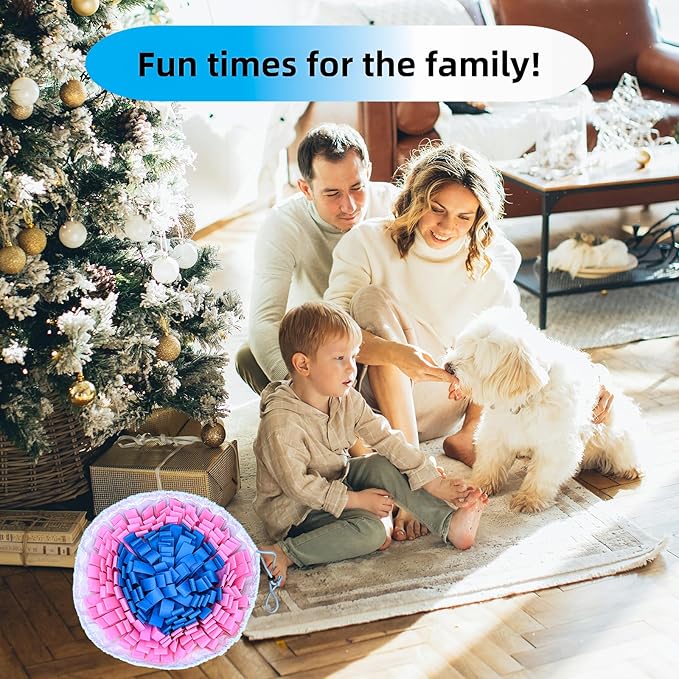Snuffle Mat for Dogs, Large Dog Snuffle Mat 19'' x 19'' Enrichment Interactive Dog Puzzle Toys for Cats Dogs Encourage Natural Foraging Skills and Olfactory Training Stress Relievers Pink-Blue