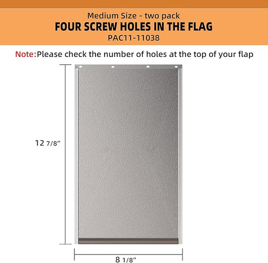 2 Pack Medium Dog Door Replacement Flaps with Screw, Pet Door Replacement Flap Compatible with PetSafe Freedom PAC11-11038, Weather-Proof & No Warped,Dog Door Flap Measures 12 7/8'' × 8 1/8''