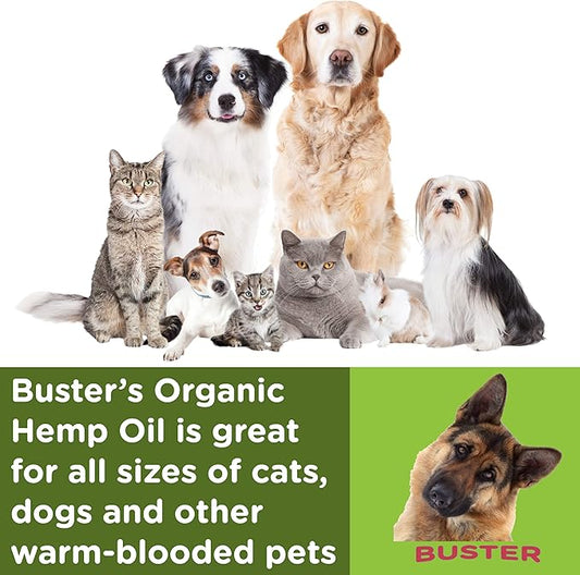 Busters Organic Hemp Oil 530,000 2pack 2month Supply for Dogs and Cats Made in USA Omega Rich 3 6 and 9 Hip & Joint Health Natural Soothing Relief