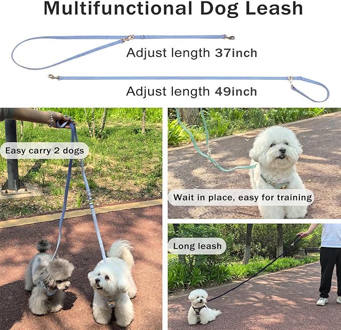 No Pull Dog Harness and Leash Set for Small Sized Dog Training; Puppy Harnesses with Multifunction Dog Leash, Soft Adjustable Denim No Choke Escape Proof Pet Harness for Small and Medium Dog (Blue XS)