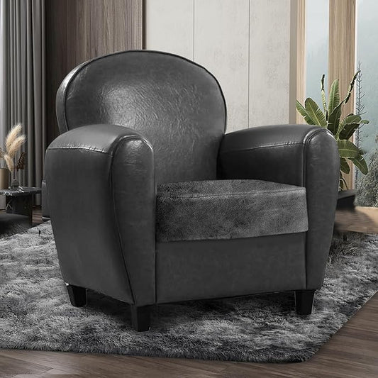 ANARACHON Leather Look Couch Cushion Covers Sofa Seat Slipcovers Sets Couches Furniture Protector for Sectional Armchair Loveseat Pets Kids Stretch Spandex Fabric (1 Cushion Armchair, Dark Grey)
