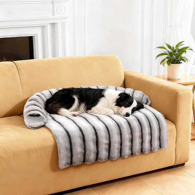 WATANIYA PET Large Dog Couch Bed, Fluffy Washable Couch Protector for Dogs with Removable Cover, Non-Slip Dog Sofa Bed, 41x37 Inch, Grey
