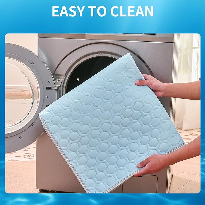 HAOMAIJIA Pet Cooling Mat for Dogs Thick Soft Washable Dog Cooling Mat Indoor Upgrade Waterproof Non-Slip Self Cooling Pad for Dog and Cat (Sky Blue, 26'' x 44'' X-Large)
