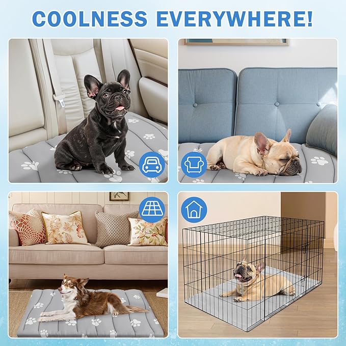 SCENEREAL Dog Cooling Mat for Crate, Thicken Self-Cooling Dog Pad Reversible (Cool & Warm), 59"x40" Pet Cool Bed for M Large XL Dogs,Kennel Sofa Mats Machine Washable, Durable Non-Toxic Gel, Outdoor
