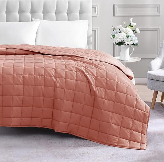 Casa Platino Quilted Blanket Twin XL Size - Pre Washed - Soft & Lightweight Bed Blanket - All Season Down Alternative Blankets - Rose Dawn