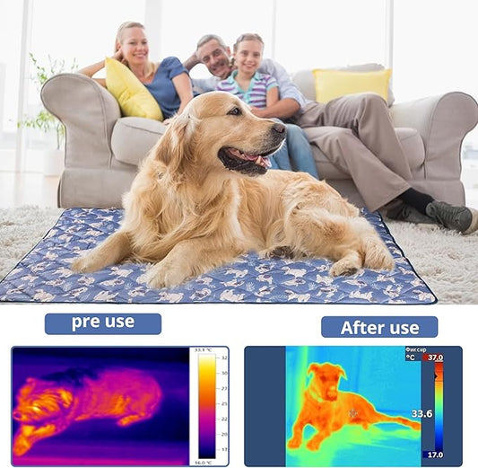 Langsprit Dog Cooling Mat, Washable Dogs Cats Pet Non-Toxic Cooling Pads Summer Sleeping Kennel Mats,Pet Self Cool Ice Blanket for Indoor & Outdoor Dog Beach Essentials Medium