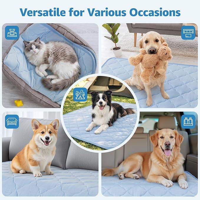 LOOBANI Dog Cooling Mat for Extra Large - 60" x 40" Pet Cooling Pad for Pet with Anti-Slip Bottom, Premium Q-MAX>0.5 Self-Cooling Pad for Dogs, Cats, Indoor & Outdoor Use, Couch, Bed, and Floor