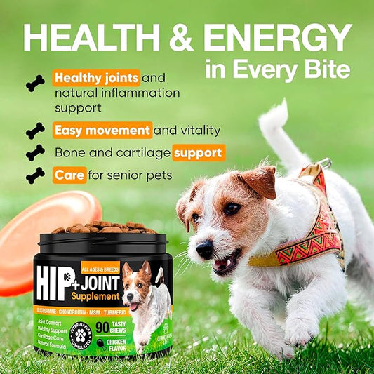 Glucosamine for Dogs – Hip and Joint Supplement Chews for Small, Medium & Large Dogs – Joint Pain & Mobility Support – Soft Chews for Pain and Inflammation Relief