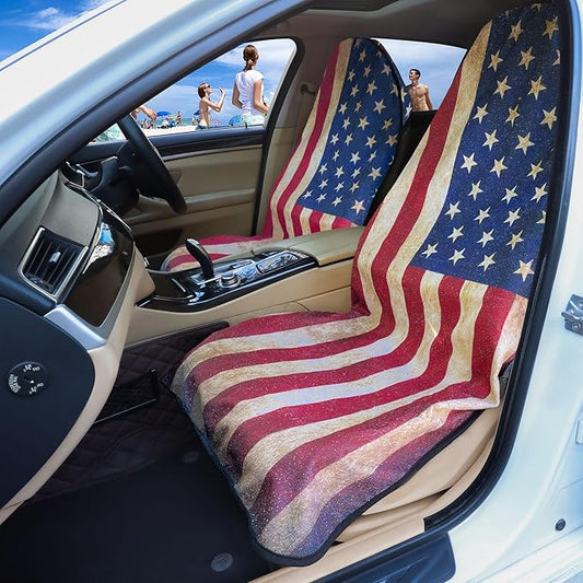 Car Seat Covers 1 Pack Waterproof Towel Car Seat Cover Universal Fit for Most Trucks SUV Fitness Athletes Pets Gym and Water Sport,American Flag