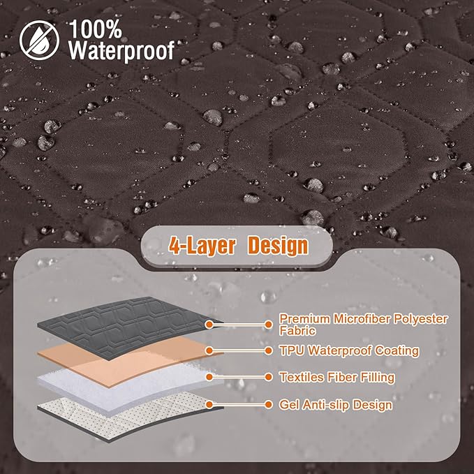 VANSOFY Couch Cover, Waterproof Sofa Covers Washable Slipcover Furniture Protector Couch Seat Covers Non-Slip Couch Cover for Dogs, Pets(Oversized Sofa, Chocolate)