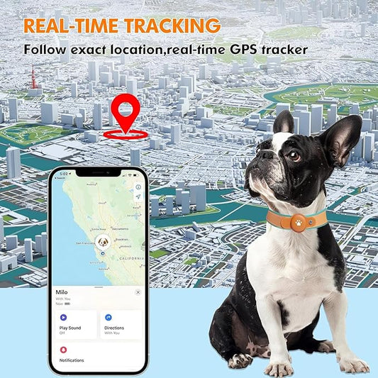 2-in-1 GPS Tracker for Dogs: Smart Collar with Real-Time Location, No Monthly Fee, Unlimited Range (iOS Only) GPS Tracker Dog Collar- Ideal for Small, Medium Large Dogs(Tracker Included) (Brown)