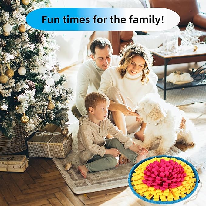 Snuffle Mat for Dogs, Large Dog Snuffle Mat 19'' x 19'' Enrichment Interactive Dog Puzzle Toys for Dogs Cats Encourage Natural Foraging Skills and Olfactory Training Stress Relievers Yellow-Red