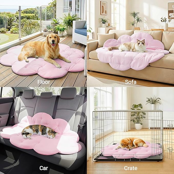 Dog Cooling Mat, 47'' × 35'' Large, Self-Cooling Mat for Dog, (Cool & Warm) Double-Sided Pet Cool Pads for Crate, Kennel, Machine Washable Summer Blanket, Cat Cool Bed, Pink