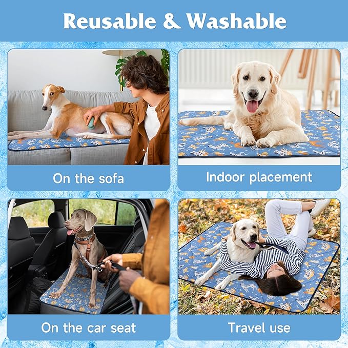 28"x22" Foldable Dog Cooling Mat, Washable Cooling Mat for Dogs, Soft Blanket for Dogs, Cats and Puppies, Small