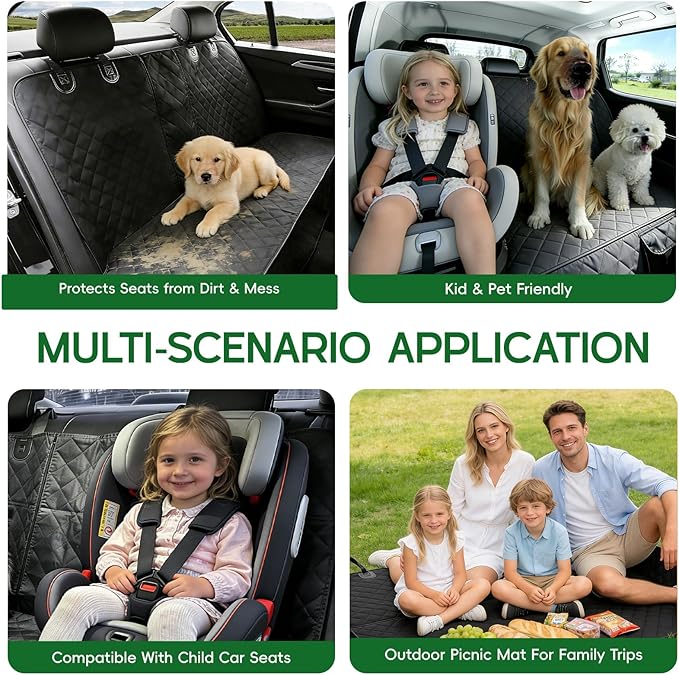 Dog Car Seat Cover, Back Seat Cover for Toyota Tacoma SR SR5 TRD Sport Off-Road Pro Limited Double Cab Access Cab 1995-2024 2025 2026, Non-Slip Backing Waterproof Car Pet Bench Backseat Covers